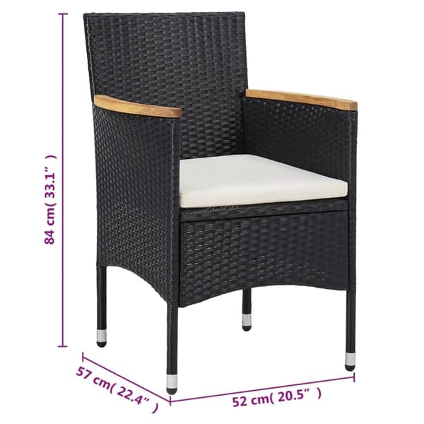 vidaXL spisebordssæt til haven 11 dele polyrattan sort