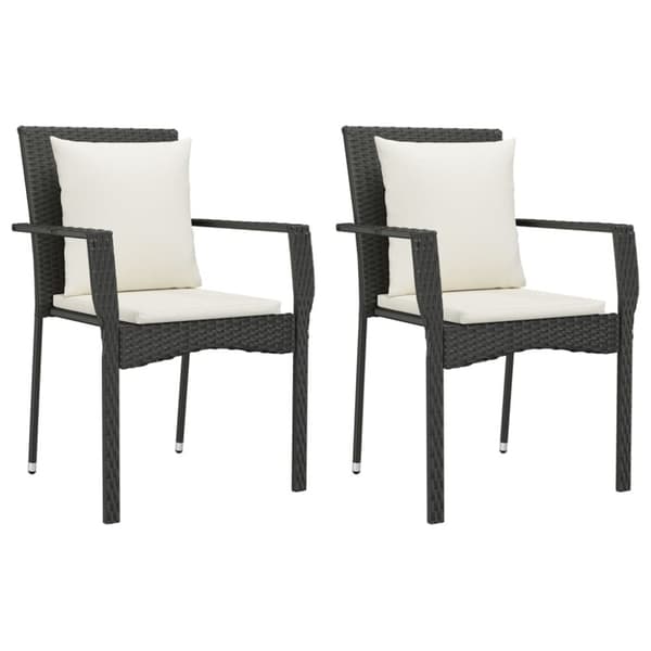 vidaXL havestole med hynder 2 stk. polyrattan sort