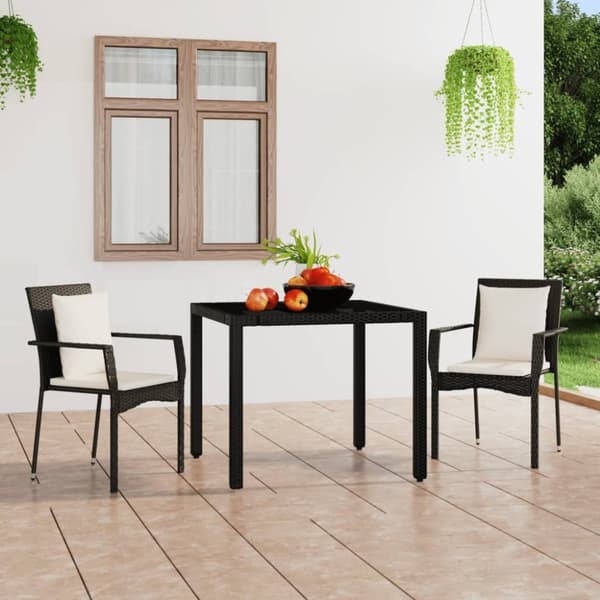 vidaXL havestole med hynder 2 stk. polyrattan sort
