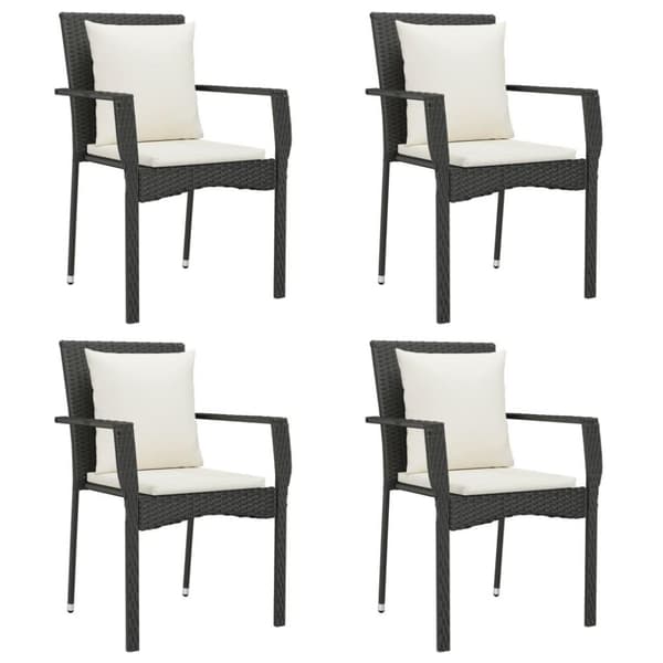 vidaXL havestole med hynder 4 stk. polyrattan sort