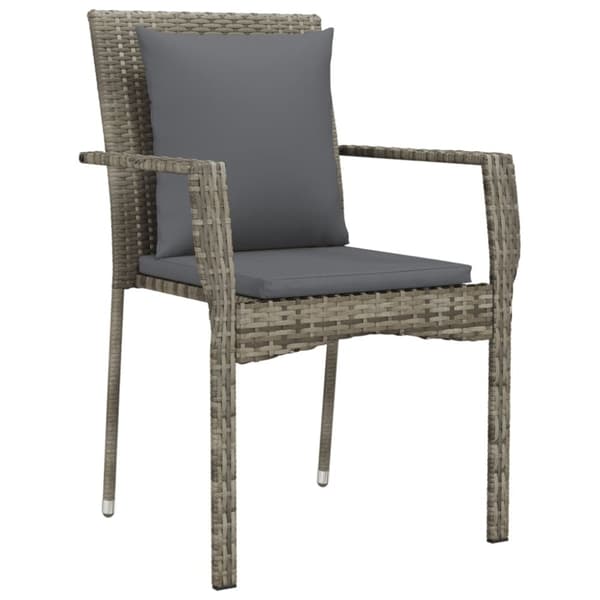 vidaXL havestole med hynder 4 stk. polyrattan grå