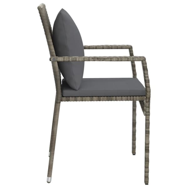 vidaXL havestole med hynder 4 stk. polyrattan grå