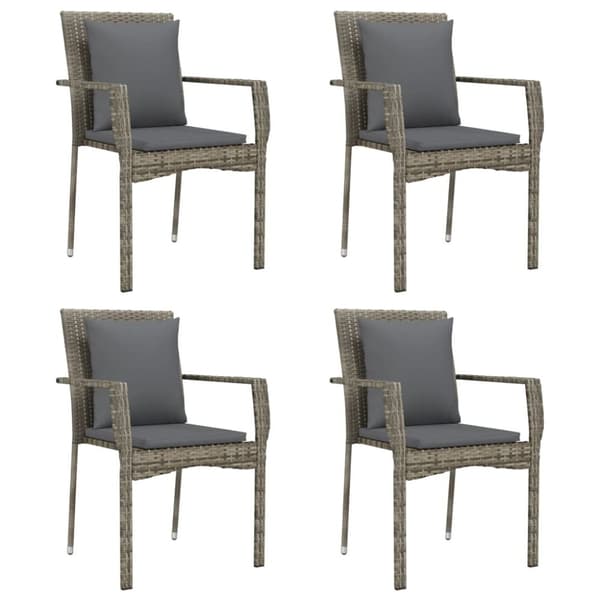 vidaXL havestole med hynder 4 stk. polyrattan grå