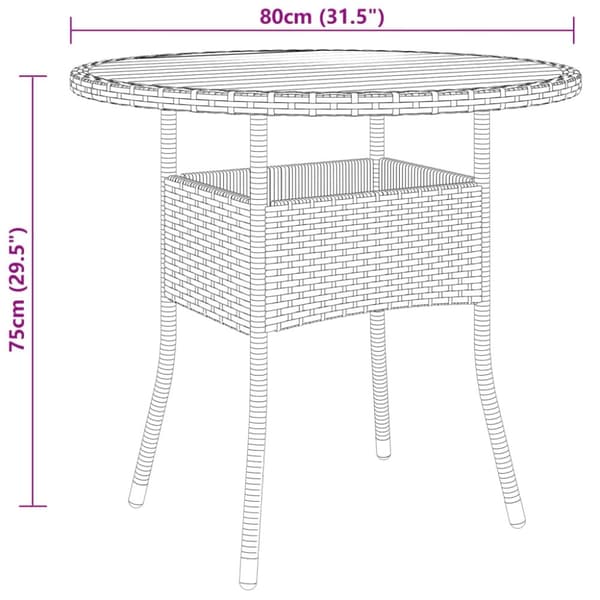 vidaXL bistrosæt til haven 3 dele polyrattan sort