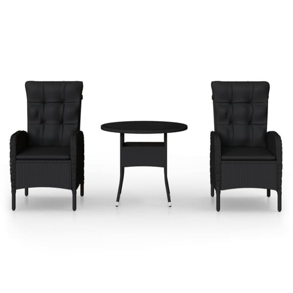 vidaXL 3-osainen Bistrosarja polyrottinki musta