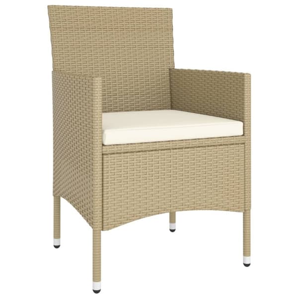 vidaXL Hagebistrosett 5 deler polyrotting og herdet glass beige