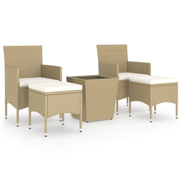 vidaXL Hagebistrosett 5 deler polyrotting og herdet glass beige