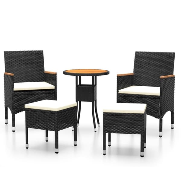 vidaXL Hagesofagruppe 5 deler polyrotting svart