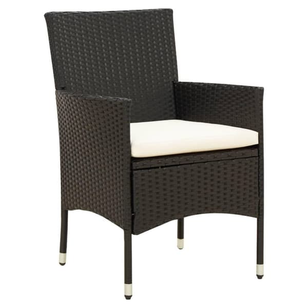 vidaXL udendørs spisebordssæt 7 dele med hynder polyrattan sort