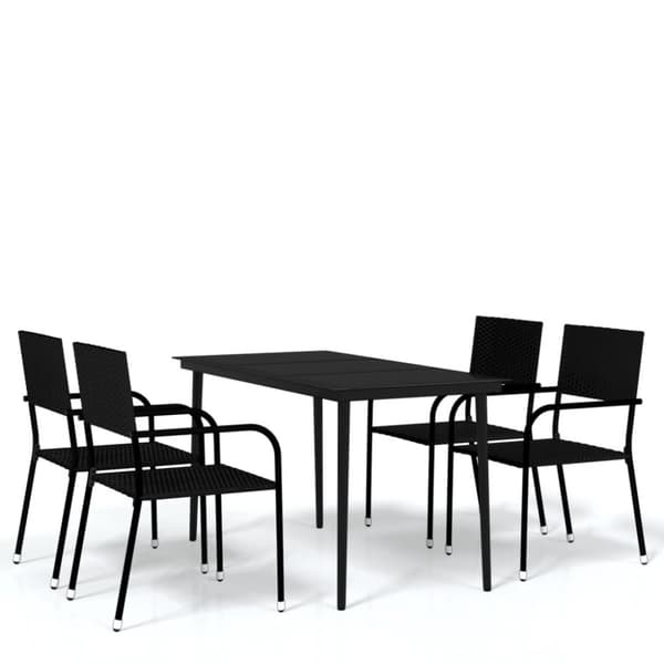 vidaXL 5-osainen Puutarhan ruokailuryhmä musta