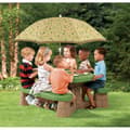 Miniatyrbild 3 av 3: Picknickbord Med Bänk Och Parasoll - Grön/Brun