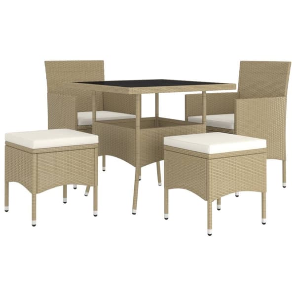 vidaXL Hagespisegruppe 5 deler polyrotting beige