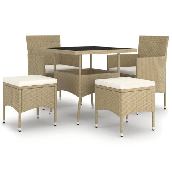 vidaXL Hagespisegruppe 5 deler polyrotting beige