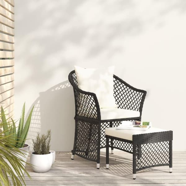 vidaXL Loungegrupp med dynor 2 delar svart konstrotting