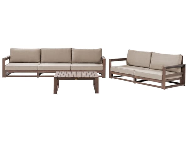 Loungesett Mørkt tre Taupe Akasietre 5-seter 2 sofaer med puter Sofabord Moderne Utendørs Hagemøbler