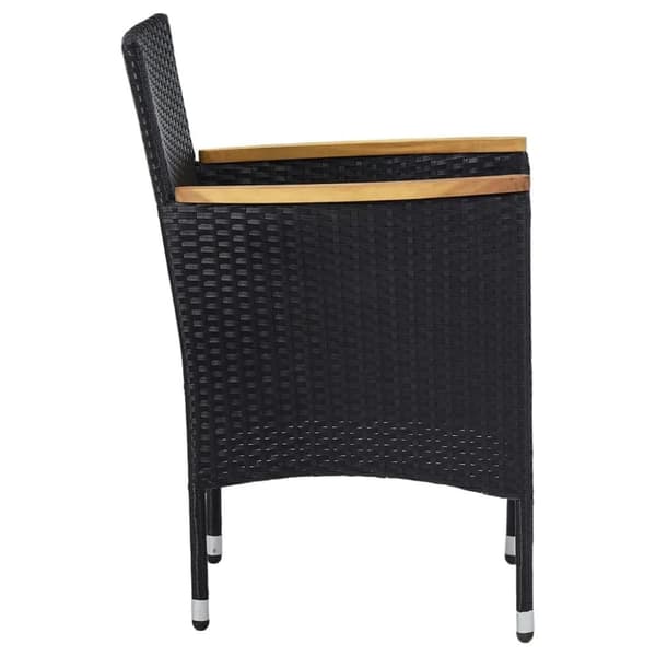 vidaXL spisebordssæt til haven 5 dele polyrattan og hærdet glas sort