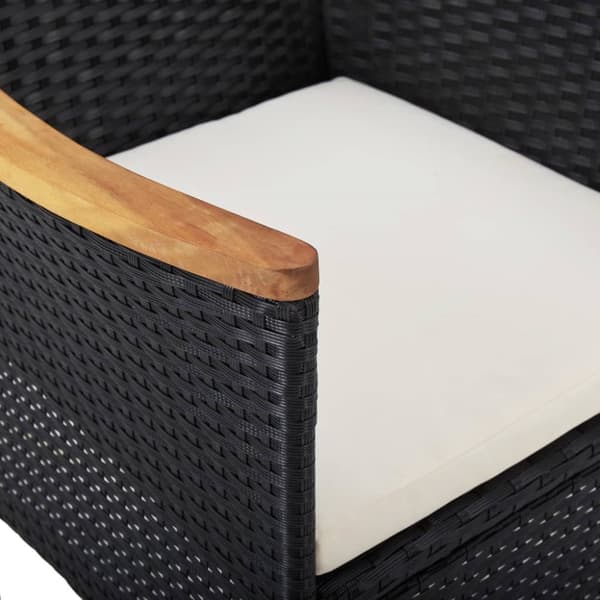 vidaXL spisebordssæt til haven 5 dele polyrattan og hærdet glas sort