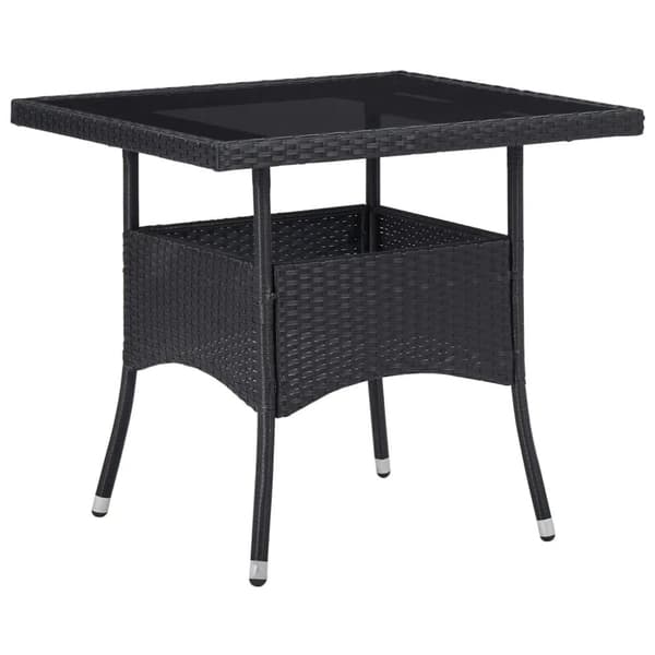 vidaXL spisebordssæt til haven 5 dele polyrattan og hærdet glas sort
