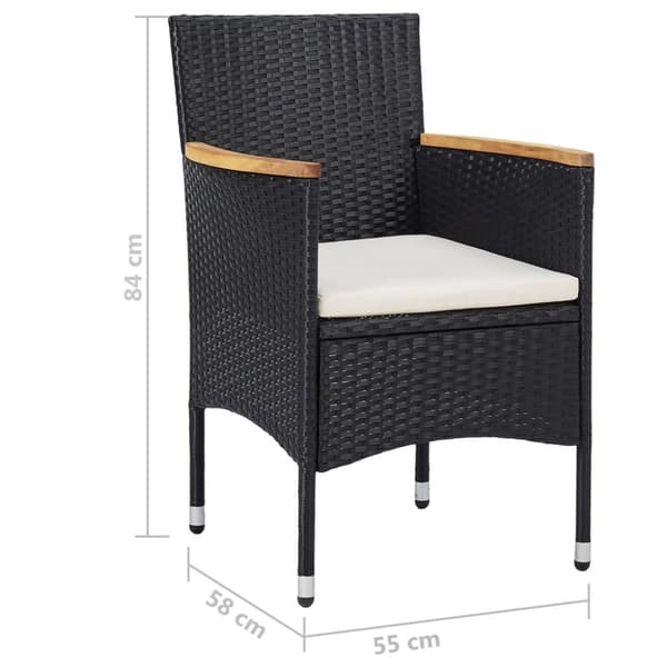 vidaXL spisebordssæt til haven 5 dele polyrattan og hærdet glas sort