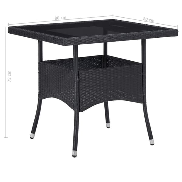 vidaXL spisebordssæt til haven 5 dele polyrattan og hærdet glas sort
