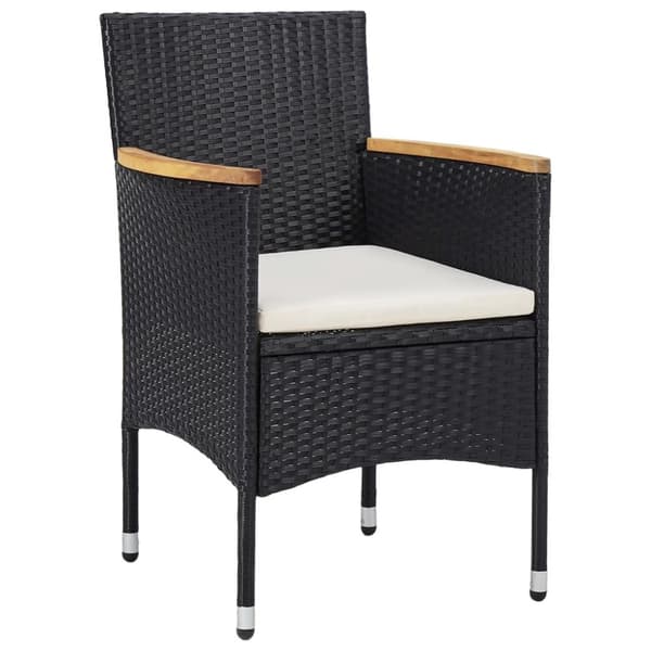 vidaXL spisebordssæt til haven 5 dele polyrattan og hærdet glas sort