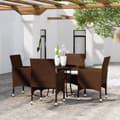 Miniatyrbillede 1 af 8: vidaXL bistrosæt til haven 5 dele polyrattan og hærdet glas brun