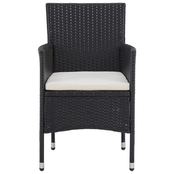 vidaXL spisebordssæt til haven 3 dele polyrattan og hærdet glas sort