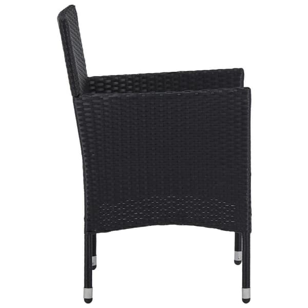 vidaXL spisebordssæt til haven 3 dele polyrattan og hærdet glas sort