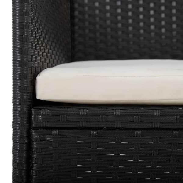 vidaXL spisebordssæt til haven 3 dele polyrattan og hærdet glas sort