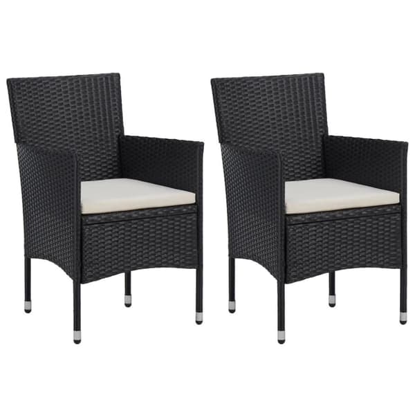 vidaXL spisebordssæt til haven 3 dele polyrattan og hærdet glas sort
