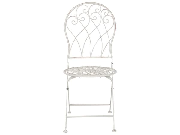 Have Bistro Sæt Hvid Metal Distressed Effect 3 Stykke Bord og Stole
