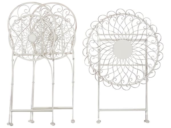 Have Bistro Sæt Hvid Metal Distressed Effect 3 Stykke Bord og Stole