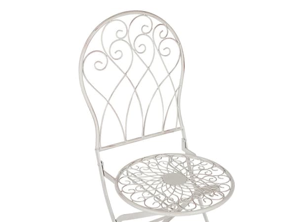 Have Bistro Sæt Hvid Metal Distressed Effect 3 Stykke Bord og Stole