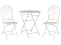Miniatyrbillede 1 af 11: Have Bistro Sæt Hvid Metal Distressed Effect 3 Stykke Bord og Stole
