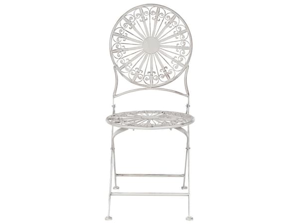 Have Bistro Sæt Hvidt Metal Sammenfoldelig 2 Stole Bord Udendørs Nødeffekt UV Rustmodstand Fransk Retro Stil