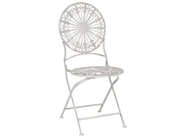 Have Bistro Sæt Hvidt Metal Sammenfoldelig 2 Stole Bord Udendørs Nødeffekt UV Rustmodstand Fransk Retro Stil