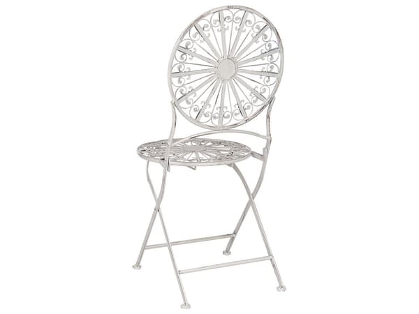 Have Bistro Sæt Hvidt Metal Sammenfoldelig 2 Stole Bord Udendørs Nødeffekt UV Rustmodstand Fransk Retro Stil