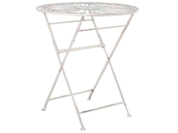 Have Bistro Sæt Hvidt Metal Sammenfoldelig 2 Stole Bord Udendørs Nødeffekt UV Rustmodstand Fransk Retro Stil
