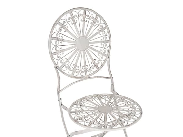 Have Bistro Sæt Hvidt Metal Sammenfoldelig 2 Stole Bord Udendørs Nødeffekt UV Rustmodstand Fransk Retro Stil