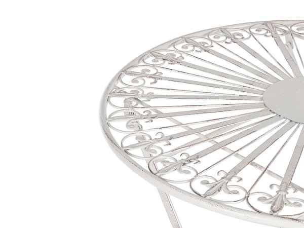 Have Bistro Sæt Hvidt Metal Sammenfoldelig 2 Stole Bord Udendørs Nødeffekt UV Rustmodstand Fransk Retro Stil