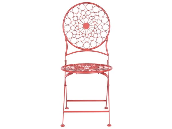 Have Bistro Sæt Rød Metal Sammenfoldelig 2 Stole Bord Udendørs UV Rustmodstand Fransk Retro Stil