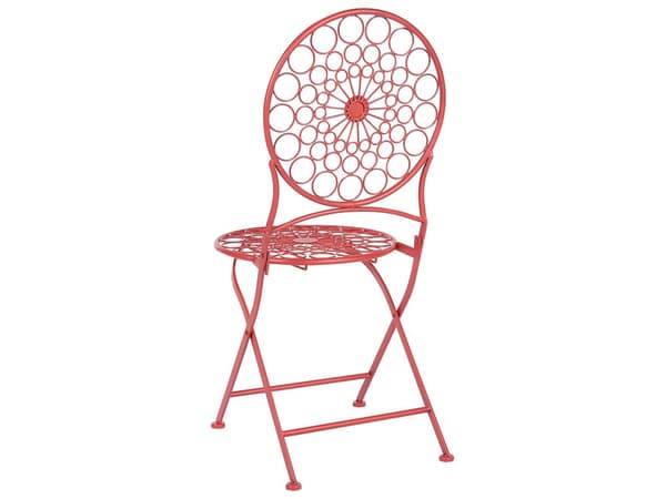 Have Bistro Sæt Rød Metal Sammenfoldelig 2 Stole Bord Udendørs UV Rustmodstand Fransk Retro Stil