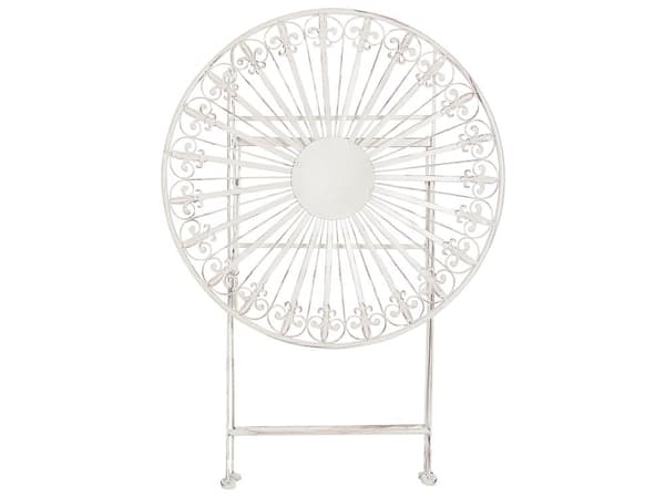 Trädgårdbord Vit Järn Fällbart Utomhus Sliten Effekt UV Rostbeständig Fransk Retro Stil