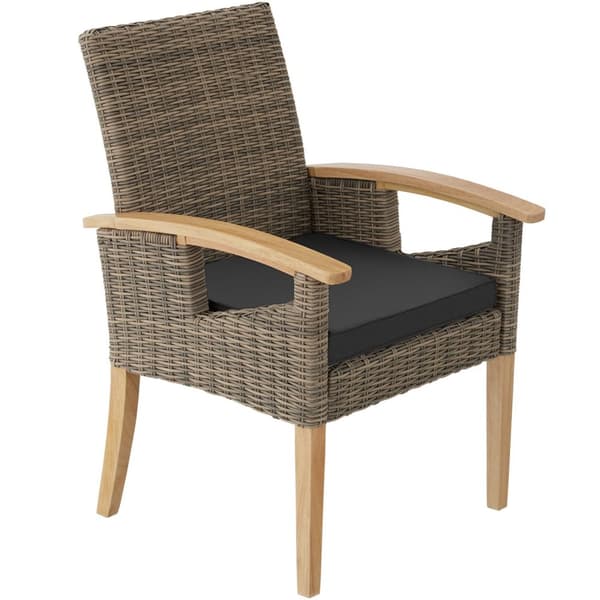 Polyrattan havebord Foggia med 6 stole Rosarno - natur
