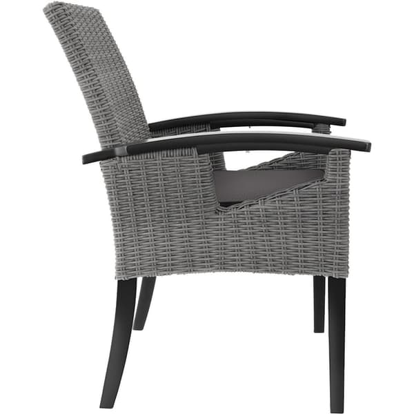 Polyrattan havebord Foggia med 8 stole Rosarno - grå