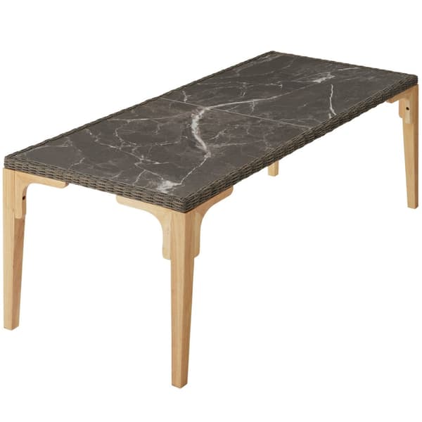 Polyrattan havebord Foggia med 8 stole Rosarno - natur