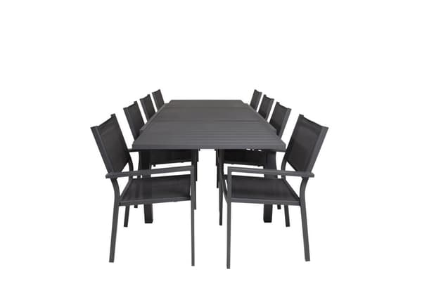 Marbella hagesett bord 160x100cm, 8 stoler Copacabana, svart,svart.