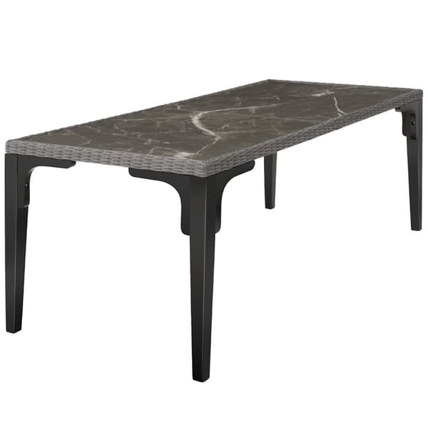 Polyrattan havebord Foggia 196x87x76cm - grå