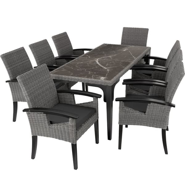 Polyrattan havebord Foggia 196x87x76cm - grå