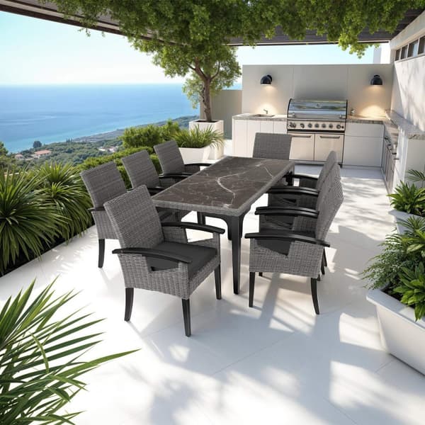 Polyrattan havebord Foggia 196x87x76cm - grå